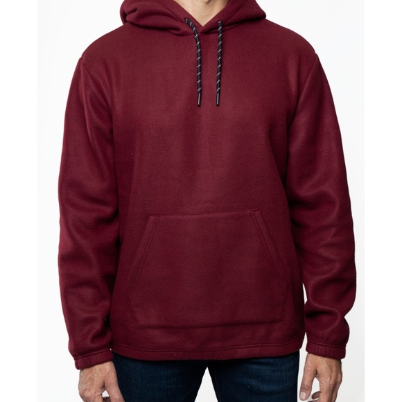 NEW Men's Lazer Medium Polar Fleece Pullover Hooded Sweatshirt Maroon - Picture 1 of 3